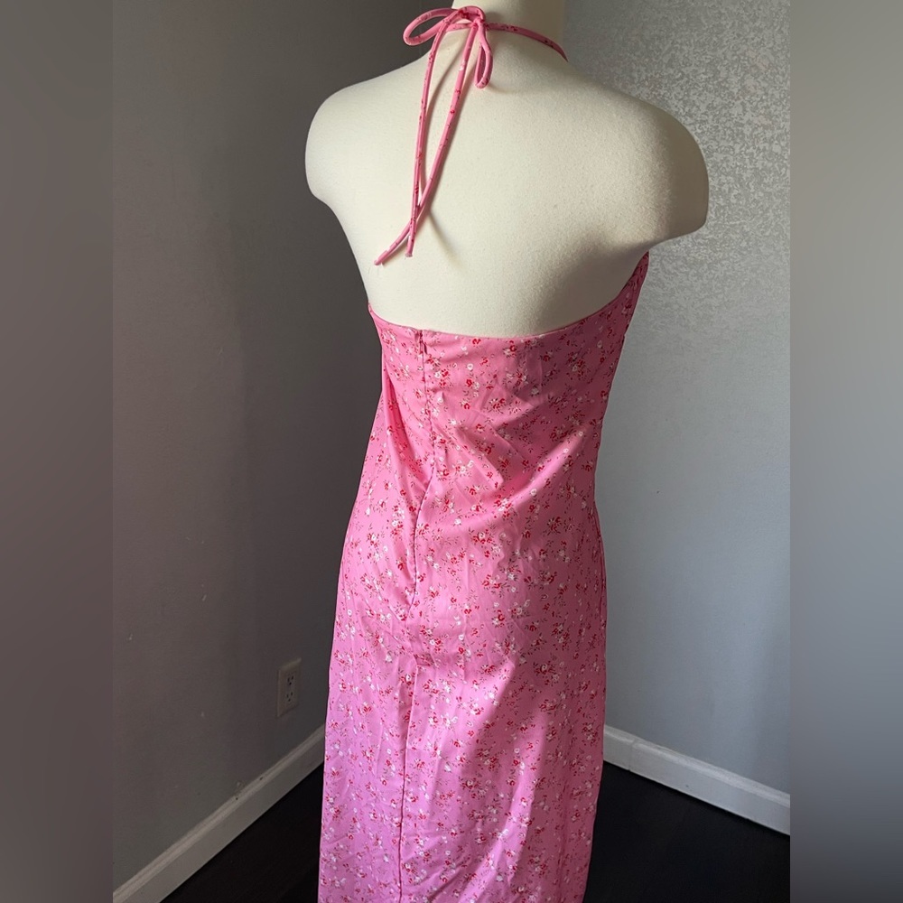 Strapless Pink Floral Dress - Picture 3 of 5